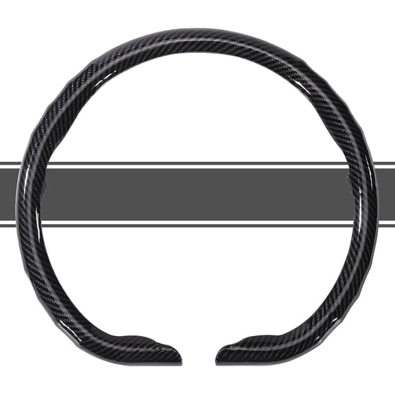 Chasenew Carbon Fiber Car Steering Wheel Cover,Thin Steering Wheel Wrap Universal 14.5-15 Inch,Fit Cars,SUVs,Trucks(Glossy-Black-for D-Shaped)