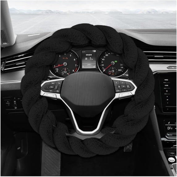chasenew Fluffy Car Steering Wheel Cover, 15 Inches Anti-Slip Twisted Fuzzy Steering Wheel Protector, Comfortable & Luxurious Plush Wheel Wrap Cover Interior Decor for Women (Green)