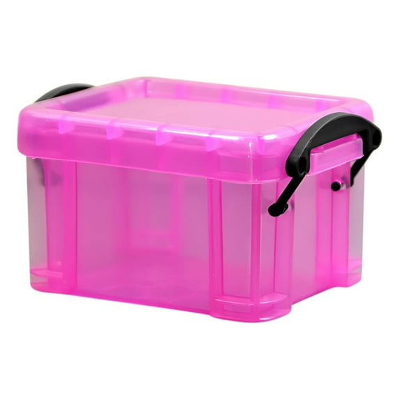 chaungfeng 0.14 Liters Candy Color Mini Storage Box, Jewelry Organizer, Transparent Lockable Plastic Case with Handle, for Vanity, Office, Cosmetics