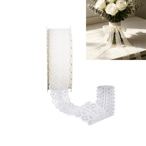chaungfeng 1.18" Wide x 24.6 Yards Floral Pattern Lace Ribbon for Decorating, Floral Designing and Crafts - Beige