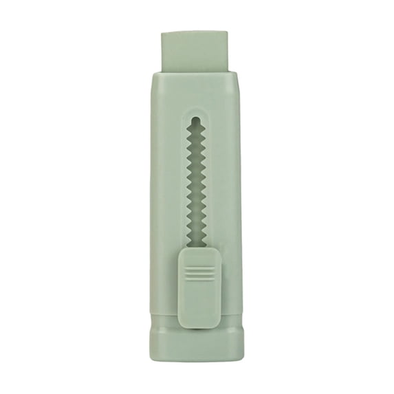 chaungfeng 1 Pack Rubber Green Erasers, Sliding Retractable Eraser, Soft Cute Erasers Push Pull Large Pencil Erasers with Plastic Sleeve, Eraser for Office Home Supplies