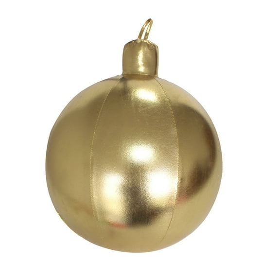 chaungfeng 1 Pcs 16" Glitter Christmas Inflatable Ball Ornament, Large Plastic Xmas Blow up Ornaments Holiday Blow Ball for Yard Outdoor Lawn Porch Decorations (Gold)
