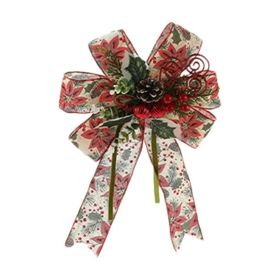 chaungfeng 1 Pcs Fabric Christmas Bows, Multi Layer Xmas Bows for Tree Wreaths Gift Holiday Party Indoor and Outdoor, Wedding Shopping Mall Window Background Wall Decor, 14"x16"