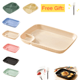 thumbnail image 1 of chaungfeng 10" Divided Plates Unbreakable Wheat Straw Dinnerware Lunch Trays, Lightweight Reusable Plastic Microwave Dishwasher Safe Food Plates (Beige, with Fork), 1 of 9