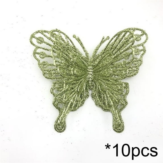 chaungfeng 10-Pack Sparkling Butterfly Ornaments, Glittering Decor, for Christmas Tree, Wedding Wreath, Gift Box, 5.1"x4.5"