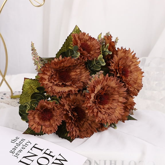 chaungfeng 11.8" Silk Artificial Gerbera Daisy Flower Bunch, Home/Wedding Decor(Coffee)