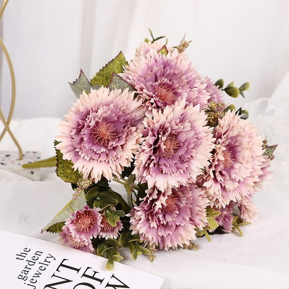 chaungfeng 11.8" Silk Artificial Gerbera Daisy Flower Bunch, Home/Wedding Decor(Purple)