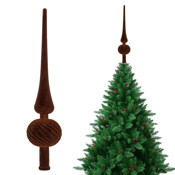 chaungfeng 11 Inches Flocked Gourd Tree Topper, Plastic Long Pointed Tree Crown, Christmas Decorations, for Tree, Festival Display, Gift Giving