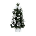 thumbnail image 1 of chaungfeng 12 Inch Mini Artificial Plastic Christmas Tree with Pine Cones and Bows, LED Tabletop Decor, for Home Office Decorations, Festive Lighting, 1 of 8