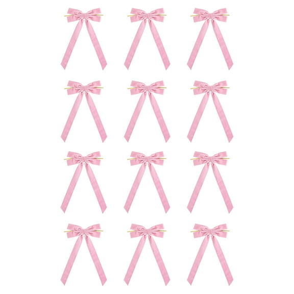 chaungfeng 12-Pack Large Velvet Christmas Bows, for Gift Wrapping, Tree Decor, Wreath, Craft, Wedding, Party, Twist Tie Bows for Bakery Candy Bags, Home Decor, 5.12x10.24 Inches