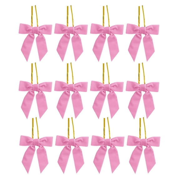 chaungfeng 12-Pack Mini Velvet Christmas Bows, for Gift Wrapping, Tree Decor, Wreath, Craft, Wedding, Party, Twist Tie Bows for Bakery Candy Bags, Home Decor, 3.1x3.1 Inches