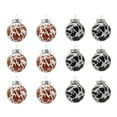 thumbnail image 1 of chaungfeng 12 Pcs Cowhide Printed Christmas Ball Ornaments, 2.36 Inch Plastic Western Cow Ornaments Country Western Party Decorations Rustic Xmas Baubles for Tree Home Gift(Black and Brown), 1 of 7