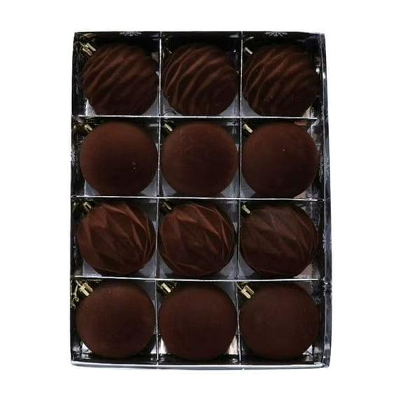 chaungfeng 12 Pcs Flocked Christmas Balls, 6cm 2.36 Inch Multi-Color Velvet Christmas Tree Decorations Xmas Ornaments Balls for Family Holiday Wedding Party Xmas Tree Hanging Decor