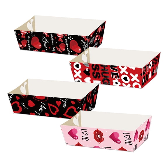 chaungfeng 12 Pcs Valentine's Day Party Supplies Paper Food Tray, Disposable Lips Kiss Paper Nacho Boats Snack Serving Trays for Mother's Day Wedding Birthday Party Decorations Supplies