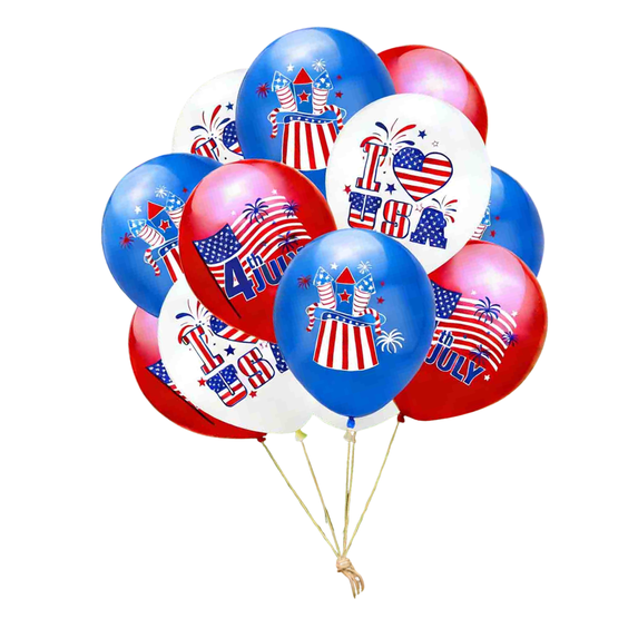 chaungfeng 12 Pieces 4th of July Balloons Decorations, 250th Anniversary Patriotic Independence Day American Flags Party Balloons Decor for Memorial Day, USA Patriotic Party Decor