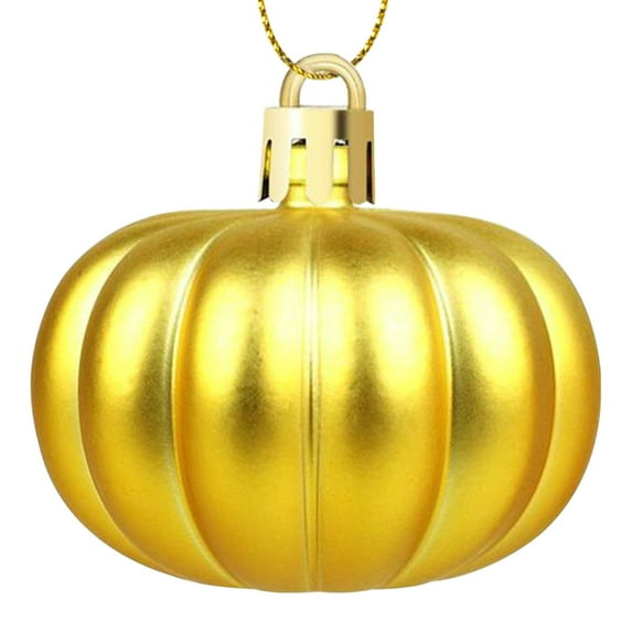 chaungfeng 12Pcs Hanging Pumpkin Decor, 4 Colors 2.2 Inch Thanksgiving Halloween Ornaments for Fall Tree Decorations, Christmas Harvest Farmhouse Hanging Ball Supplies