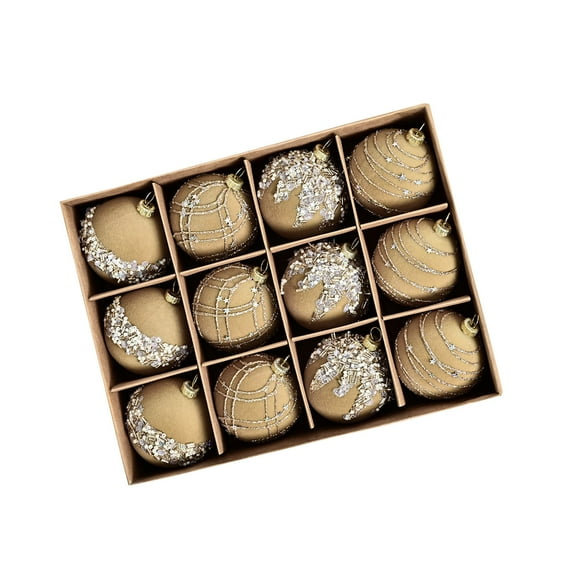 chaungfeng 12Pcs Velvet Christmas Balls Ornaments Set, 2.36" Flocked Christmas Tree Hanging Decorations Assortment, for Holiday Birthday Wedding Xmas Party Decor 9.45"x7.08"