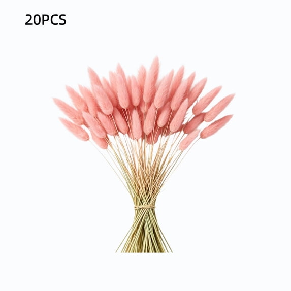 chaungfeng 17" Artificial Bunny Tails Dried Flowers, 20 Pcs Faux Dried Lagurus Ovatus, Dried Pink Pampas Grass Decor for Farmhouse Flower Arrangements Wedding Home Boho Party Decorations