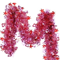chaungfeng 196.8 Inch Heart Tinsel Garland, Valentines Day Metallic Tinsel Twist Garland Pink Valentines Tree Decoration, Shiny Hanging Decor for Wreath Wedding Party Supplies