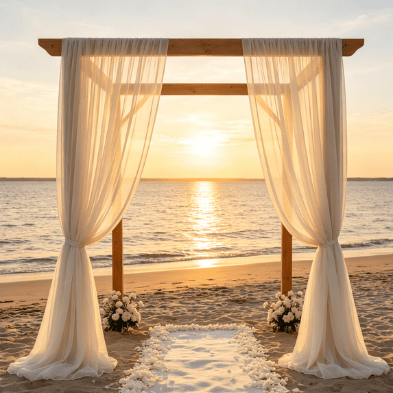 chaungfeng 197 x 29.5 Inches Khaki Tulle Backdrop Curtain for Parites, Sheer Backdrop Curtains Fabric Drapes for Wedding Ceremony Arch Party Stage Decorations