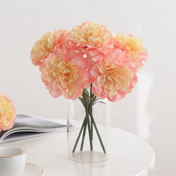 chaungfeng 1PC Orange Silk Carnation Picks, Artificial Flowers for Weddings, Decorations