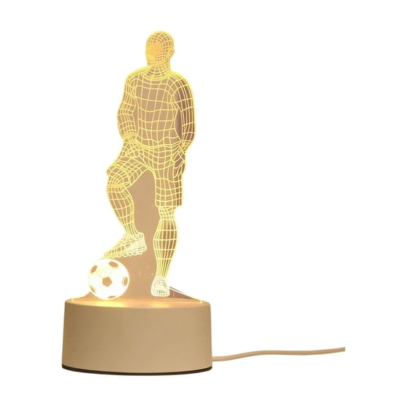 chaungfeng 1Pc LED Soccer Player Illusion Night Light, USB Powered, No Battery Required, Gift for Sports Fans and Friends, White