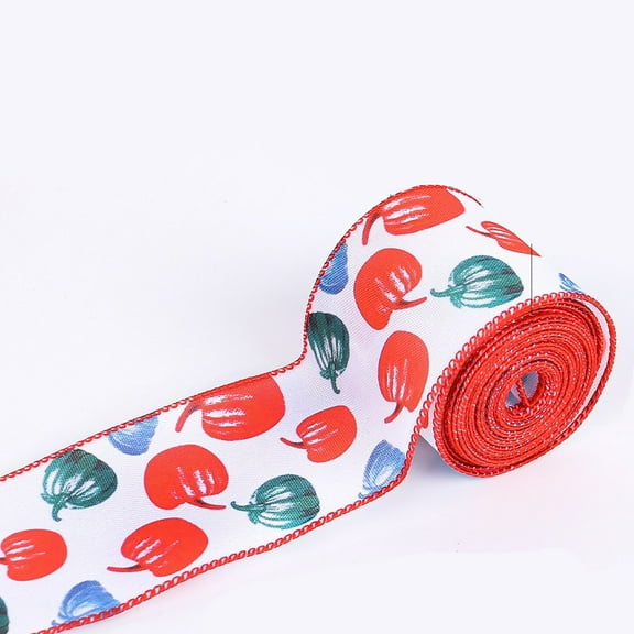 chaungfeng 2.5 Inch Fall Decorative Ribbon, Thanksgiving Decor Ribbons Autumn Pumpkin Fabric Ribbons, for Fall Party Hanging Decoration Gift Wrapping Indoor Outdoor Craft Supplies