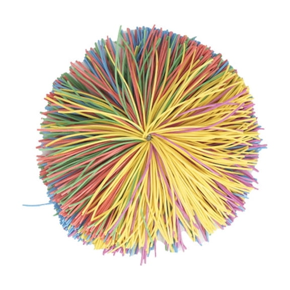 chaungfeng 2.55Inch Rainbow Stringy Ball, Silicone Bouncing Fluffy Jugging Ball, Monkey Stress Ball (1pc)
