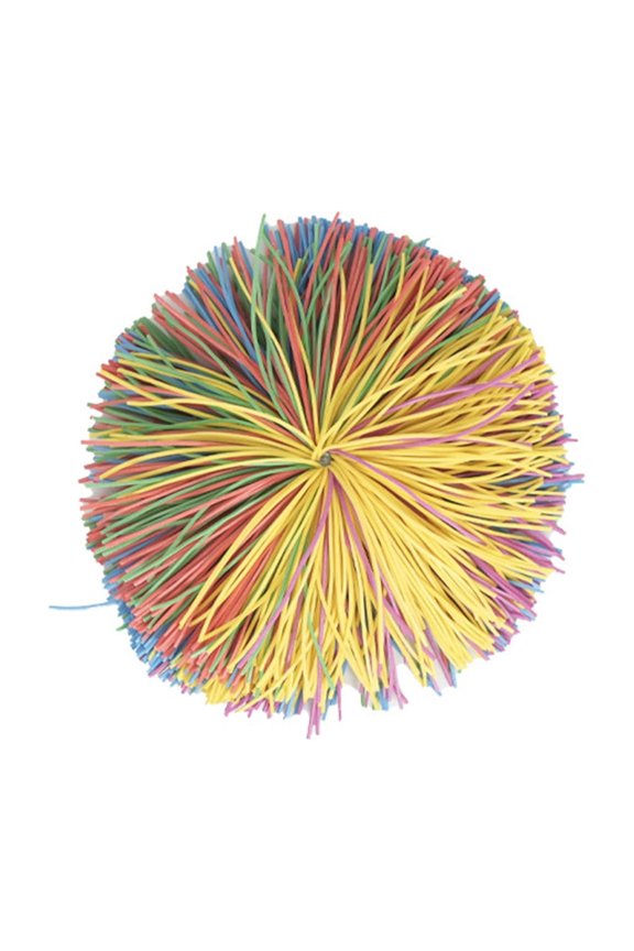 2.55Inch Rainbow Stringy Ball, Silicone Bouncing Fluffy Jugging Ball, Monkey Stress Ball (1pc)