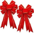 thumbnail image 1 of chaungfeng 2-Pack Red Large Christmas Bows, for Gift Wrapping, Tree Decor, Wreath, Craft, Wedding, Party, Bows for Bakery Candy Bags, Home Decor, 11x19.7 Inches, 1 of 6