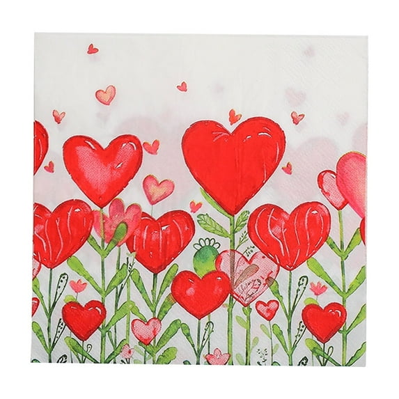 chaungfeng 20 PCS Pink Heart Paper Napkins, Disposable Hand Towels Dinner Napkins, 6.5 x 6.5 Inch Guest Decorative Napkins for Valentine Anniversary Birthday Xmas Party Wedding Supplies