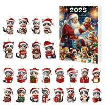 chaungfeng 2025 Christmas Advent Calendar, 24-Day Cute Cat Theme Countdown Calendar Acrylic Nativity Pendants Set, Countdown to Christmas with Hanging Ornaments for Xmas Tree Decor