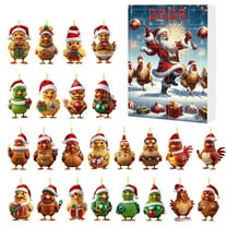 chaungfeng 2025 Christmas Advent Calendar, 24-Day Cute Chicken Theme Countdown Calendar Acrylic Nativity Pendants Set, Countdown to Christmas with Hanging Ornaments for Xmas Tree Decor
