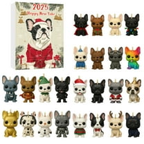 chaungfeng 2025 French Bulldog Advent Calendar, 24 Days Christmas Countdown, Flat Acrylic Dog Ornaments, Holiday Gift for Dog Lovers, 18x26 cm