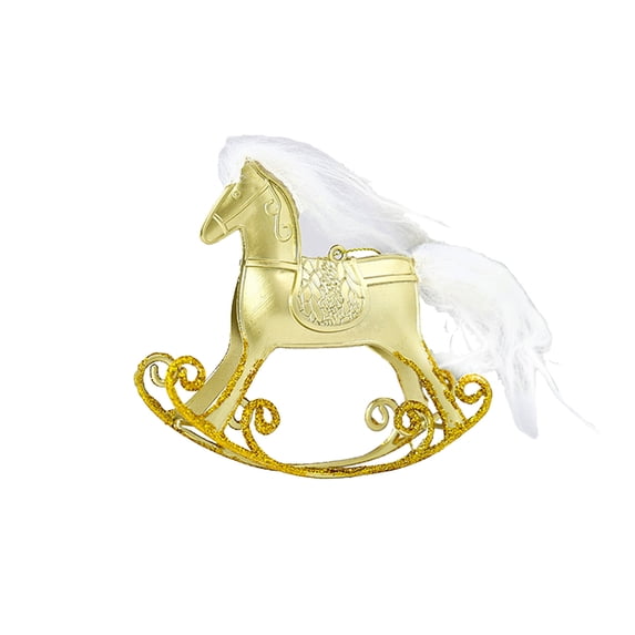 chaungfeng 2026 Horse Decorative Hanging Ornament, Christmas Decoration Home Christmas Rocking Horse Figurine for Garden Home Office Desk Decor Festival Gift, Gold