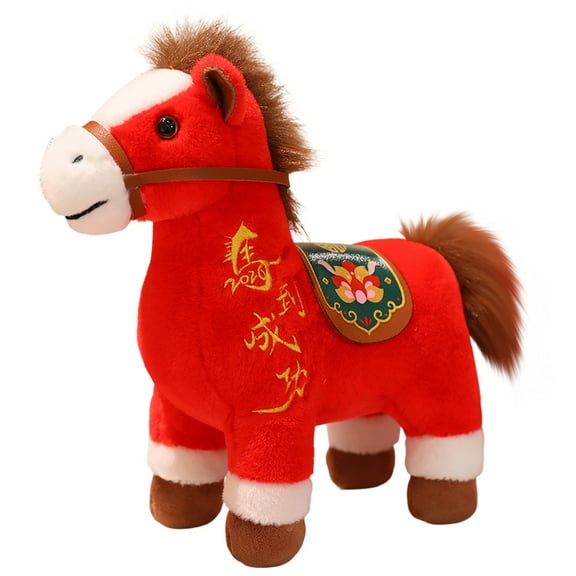 chaungfeng 2026 Year of The Horse Mascot Figurine Horse Plush Ornament, Zodiac Souvenir Chinese Decorations 2026 (7.87inch, Immediate Success Upon Arrival)