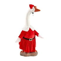 chaungfeng 23 Inches Christmas Front Porch Goose Outfits, Santa Cement Yard Goose Outfits for Garden Decor, Christmas Funny Porch Gooses Costume