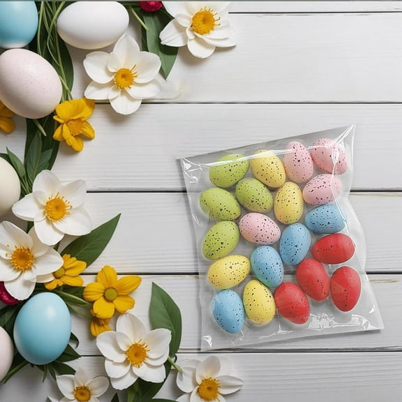 chaungfeng 24 Pcs Easter Speckled Eggs - 1.18 Inch Plastic Speckled Eggs Bowl, Vase Filler for DIY Spring Displays and Easter Decorations (Multicolor Mix)