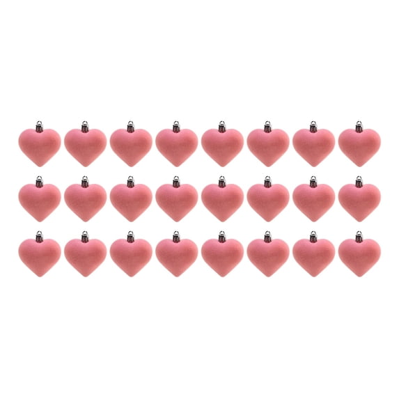chaungfeng 24 Pcs Valentines Heart Hanging Ball Ornaments for Tree, Artificial Velvet Fabric Decorations, Red Pink White Decorative Baubles for Wedding Anniversary Party, 3 Colors