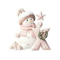 chaungfeng 26 Snowman Alphabet Ornaments for Christmas Tree, 2D Flat Acrylic Initial Letter Pendant, Mini Hanging Decorations for Party Gifts Decor 3.15"