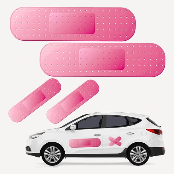 chaungfeng 2PCS Car Bandaid Sticker, Giant Car Bumper Sticker Large Bandage Decal, Funny Automotive Decal, Car Decor Accessories Band-Aid Shape Stickers Universal for Vehicle (Pink)
