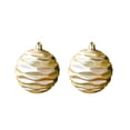 thumbnail image 1 of chaungfeng 2Pcs Christmas Ornament Wave Balls, 3.15 Inches Stripe Candy Finish Balls with Glitter Accents, Shatterproof Plastic, Holiday Christmas Tree Decoration, 1 of 6