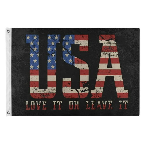 chaungfeng 2x3 FT America Love It Or Leave It Flag, Motivational Quote Garden Flags for Outside, Yard Signs Decor