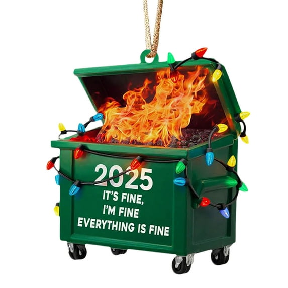 chaungfeng 3.1 Inch Dumpster Fire Christmas Hanging Ornament, Funny Holiday Dumpster Fire Christmas Decorations, 2D Acrylic Party Decor Xmas Tree Ornaments Gifts