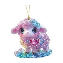 chaungfeng 3.14 Inches 2D Cartoon Animal Christmas Hanging Ornament, Flat Acrylic Tree Decor, Cute Holiday Pendant, for Car, Gift, Display, Party