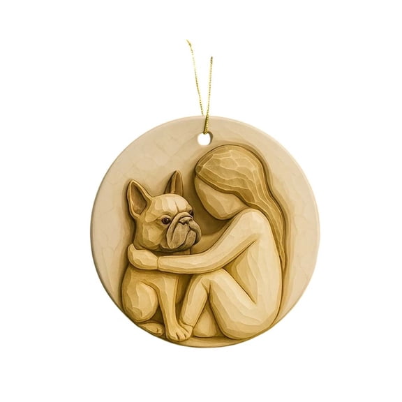 chaungfeng 3.15 Inches Mom Dog Ornament, 2D Acrylic Pet Pendant, Family Pet Christmas Decor, for Tree, Gift, Pet Owner