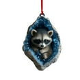 thumbnail image 1 of chaungfeng 3 Inch Plastic Pet Pendant, 2D Flat Printed Owl Raccoon Rabbit Decor, for Christmas Tree Hanging, Small Ornament, Nature Theme, 1 of 7