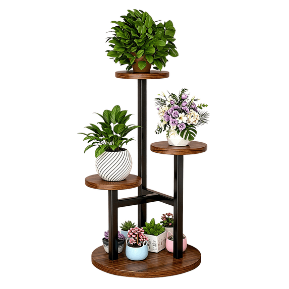 chaungfeng 3 Tier Plant Stand Indoor, Metal Wood Plant Stands for Indoor Plants Multiple, Corner Tiered Flower Plants Shelf Stand for Living Room Bedroom