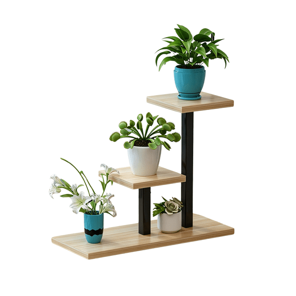 chaungfeng 3-layer Indoor Flower Rack, Used for Various Plant Flower Racks, Stepped Balcony Flower Racks for Courtyards, Gardens, Living Rooms, Balconies, Bedrooms (Yellow Shelf)