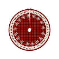 chaungfeng 35.4 Inch Christmas Tree Skirt, Red Printed Snowflake Reindeer Tree Skirt, for Living Room, Holiday Decor